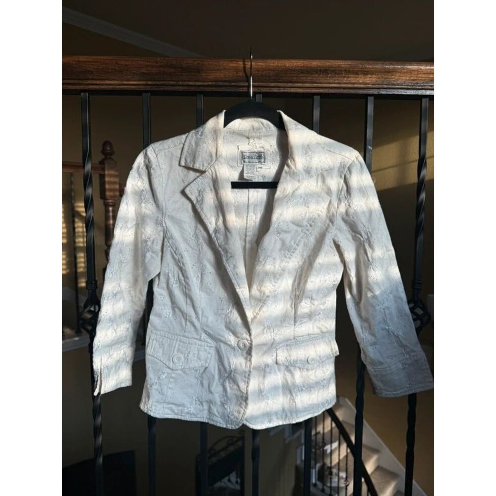 White Eyelet Cotton Blazer